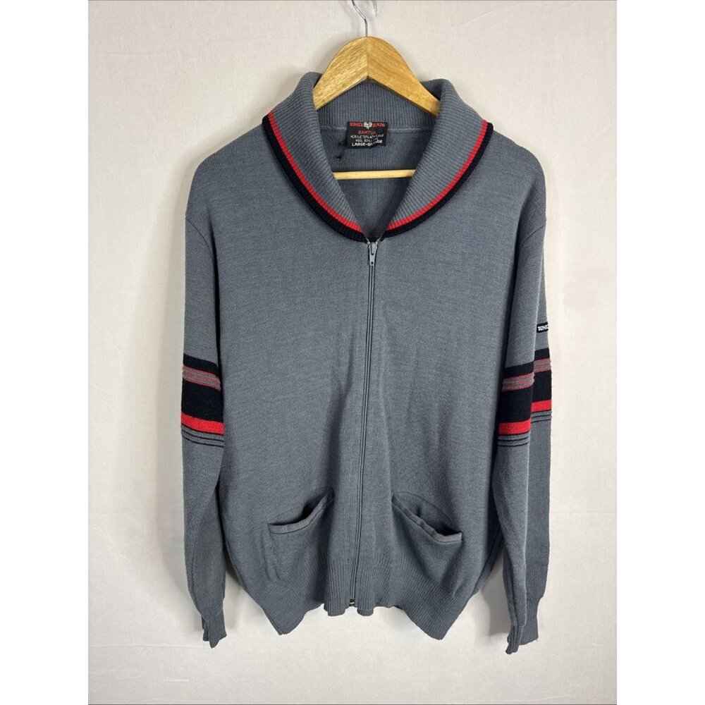 Vintage White Ram Curling Sweater Ramtuk Welflo Cardigan Zip Gray Men L